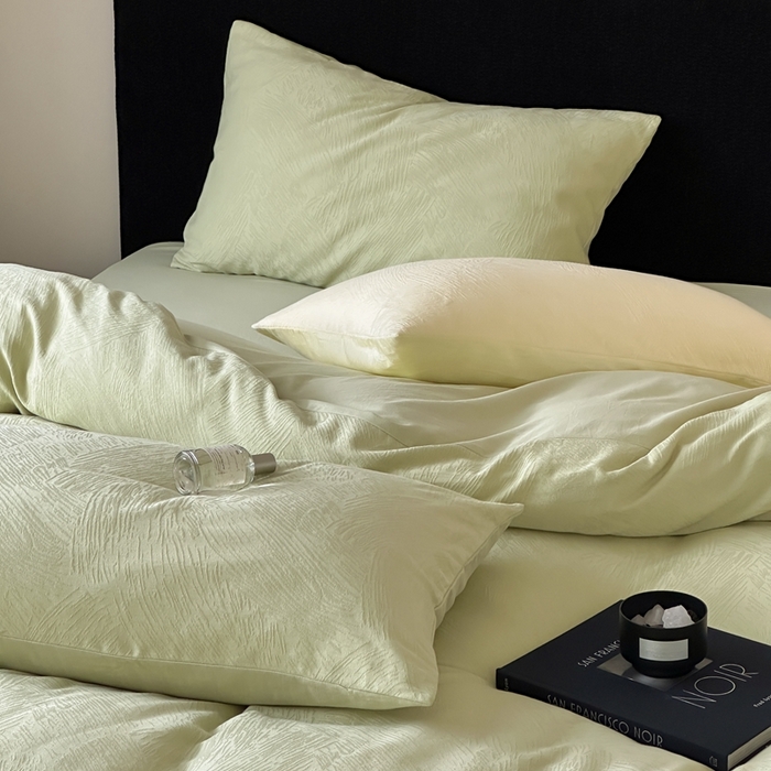 91家纺网 家纺一手货源 找家纺 （总）梦享生活家居 2025新款全棉纯棉三层肌理提花四件套-素写系列（会员减10）