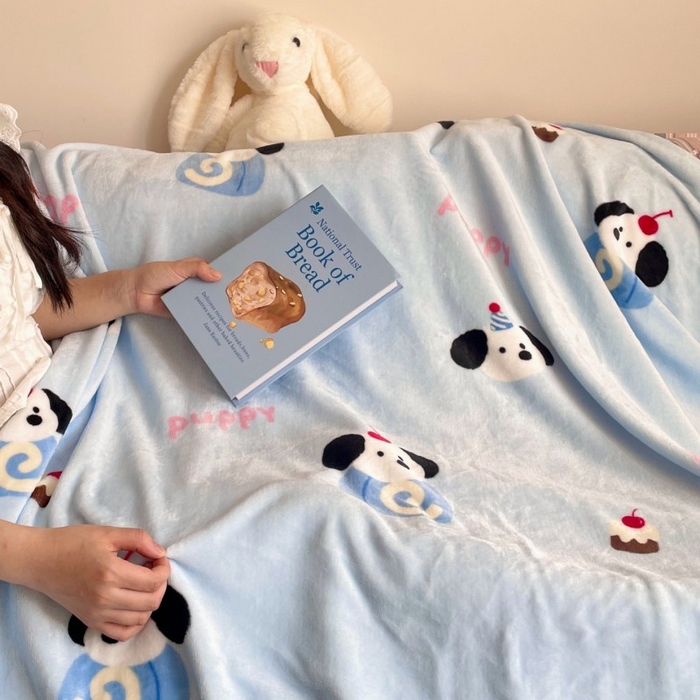 91家纺网 家纺一手货源 找家纺 顾里家纺 2025新款ins少女奶油治愈双面牛奶绒毯 蛋糕小狗