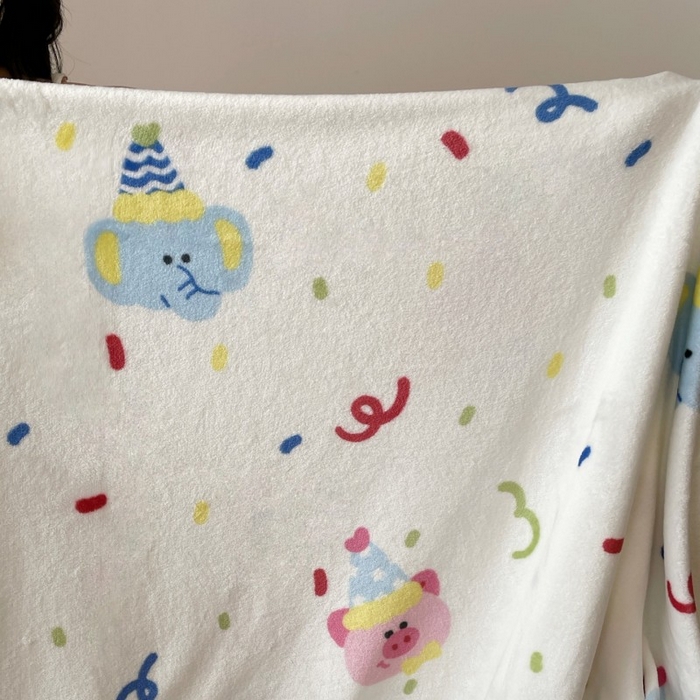 91家纺网 家纺一手货源 找家纺 顾里家纺 2025新款ins少女奶油治愈双面牛奶绒毯 动物派对