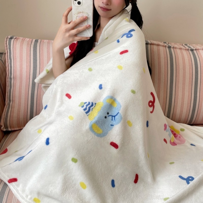 91家纺网 家纺一手货源 找家纺 顾里家纺 2025新款ins少女奶油治愈双面牛奶绒毯 动物派对