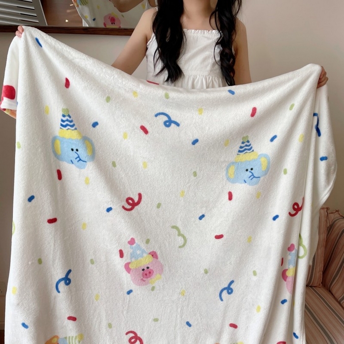 91家纺网 家纺一手货源 找家纺 顾里家纺 2025新款ins少女奶油治愈双面牛奶绒毯 动物派对