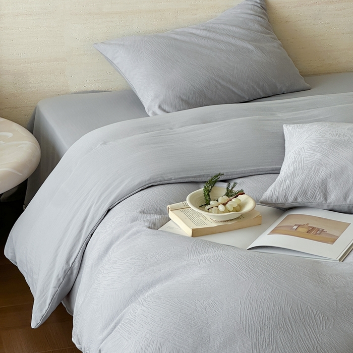 梦享生活家居 2025新款全棉纯棉三层肌理提花四件套-素写系列（会员减10） 素写-银灰