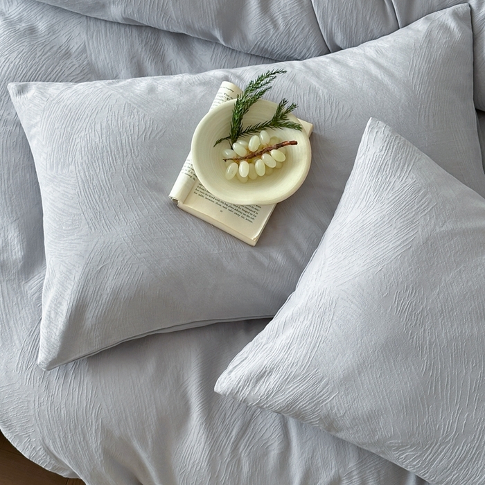 91家纺网 家纺一手货源 找家纺 梦享生活家居 2025新款全棉纯棉三层肌理提花四件套-素写系列（会员减10） 素写-银灰