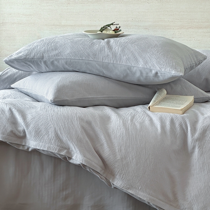 91家纺网 家纺一手货源 找家纺 梦享生活家居 2025新款全棉纯棉三层肌理提花四件套-素写系列（会员减10） 素写-银灰