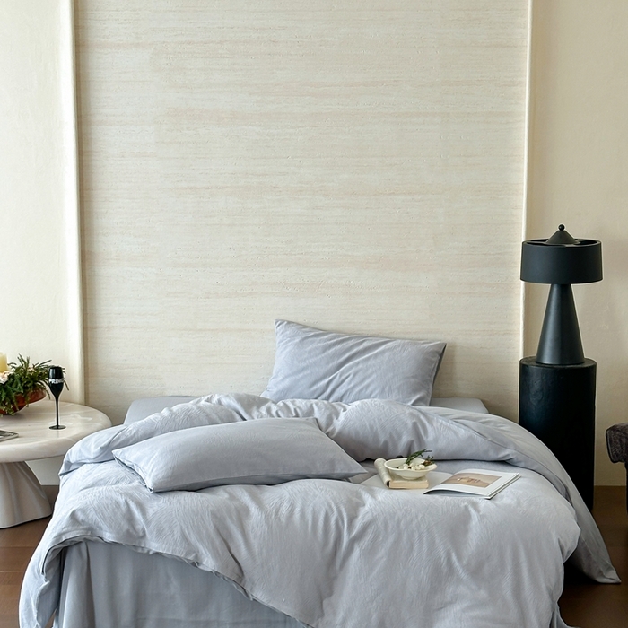 91家纺网 家纺一手货源 找家纺 梦享生活家居 2025新款全棉纯棉三层肌理提花四件套-素写系列（会员减10） 素写-银灰