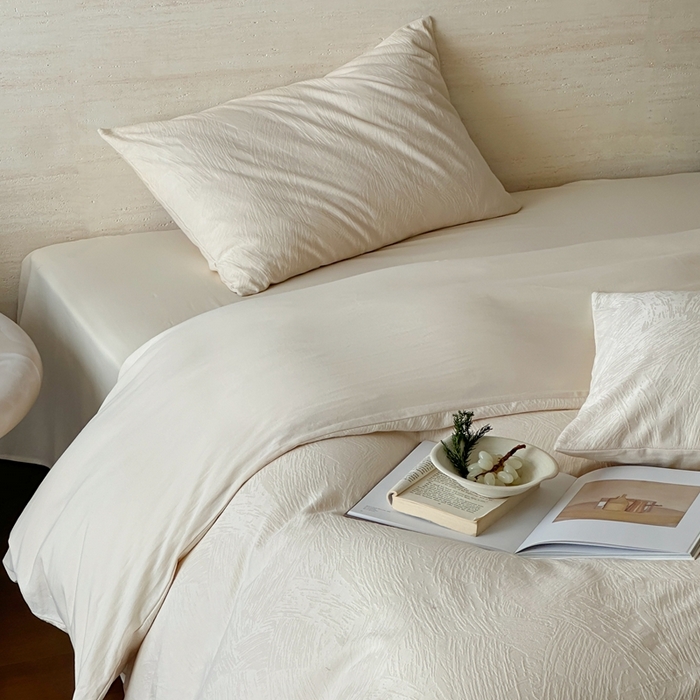 梦享生活家居 2025新款全棉纯棉三层肌理提花四件套-素写系列（会员减10） 素写-奶油白