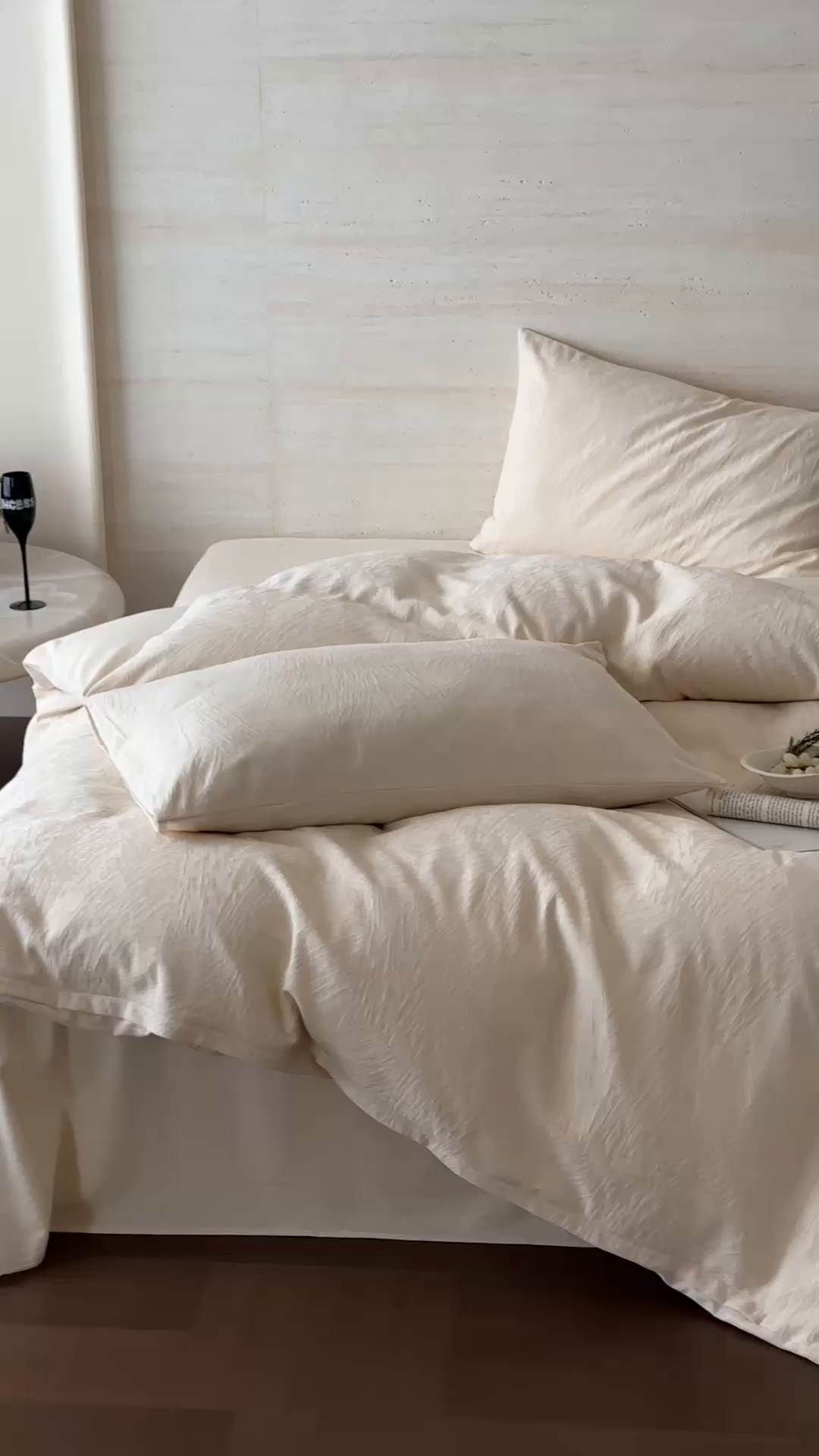 91家纺网 家纺一手货源 找家纺 梦享生活家居 2025新款全棉纯棉三层肌理提花四件套-素写系列（会员减10） 素写-奶油白