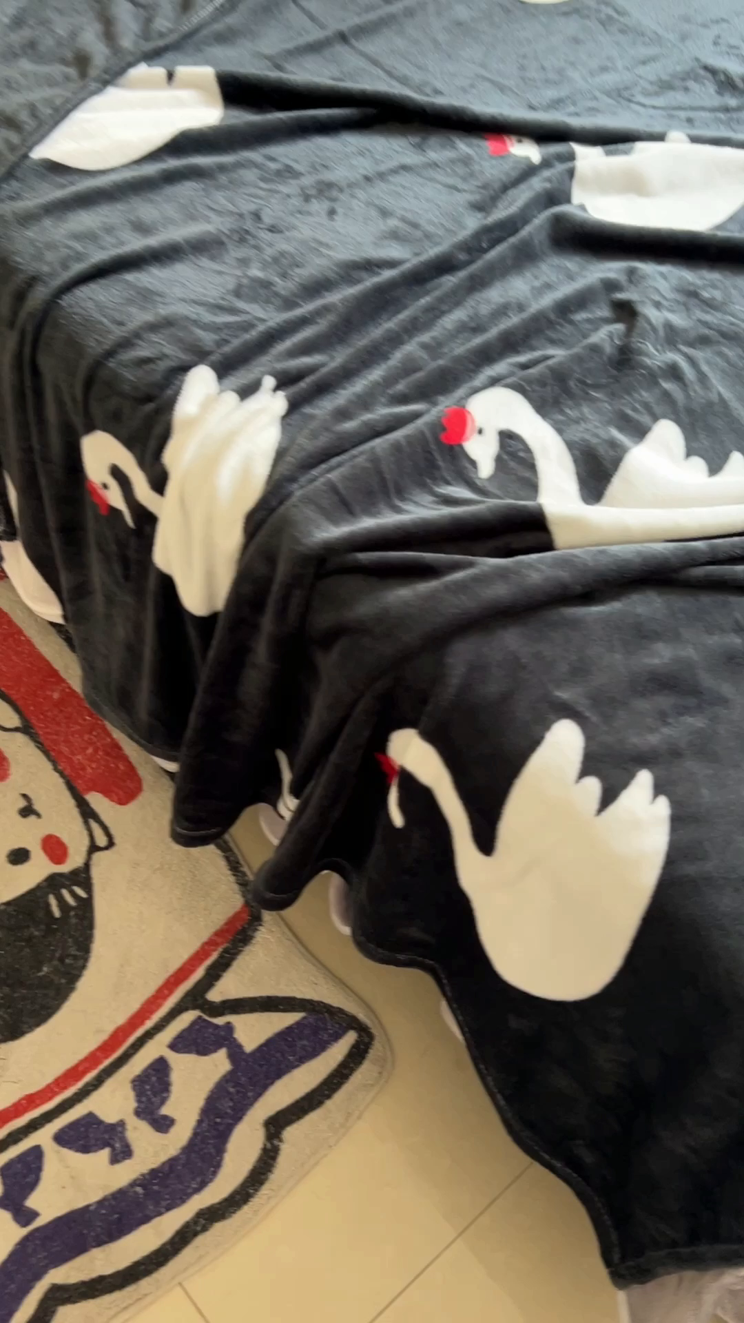 91家纺网 家纺一手货源 找家纺 顾里家纺 2025新款ins少女奶油治愈双面牛奶绒毯 黑天鹅