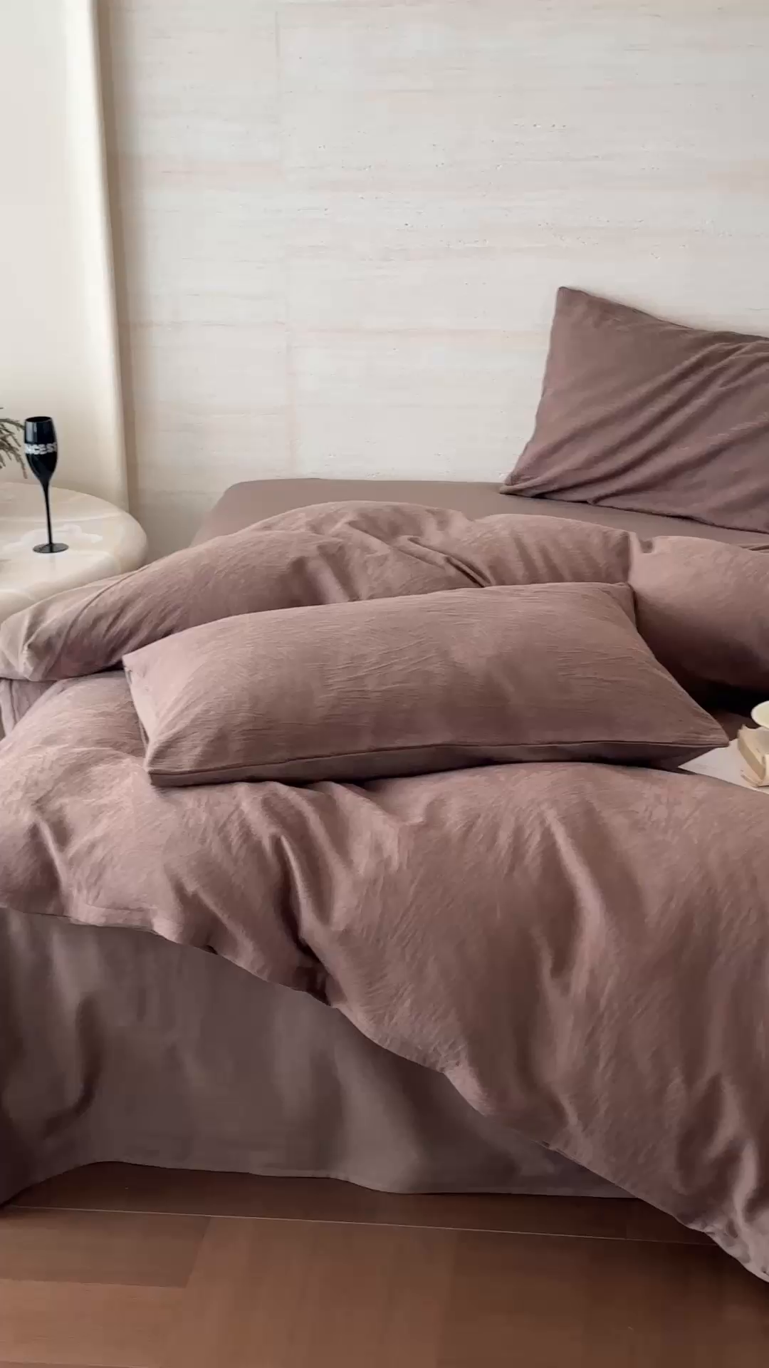 91家纺网 家纺一手货源 找家纺 梦享生活家居 2025新款全棉纯棉三层肌理提花四件套-素写系列（会员减10） 素写-可可棕