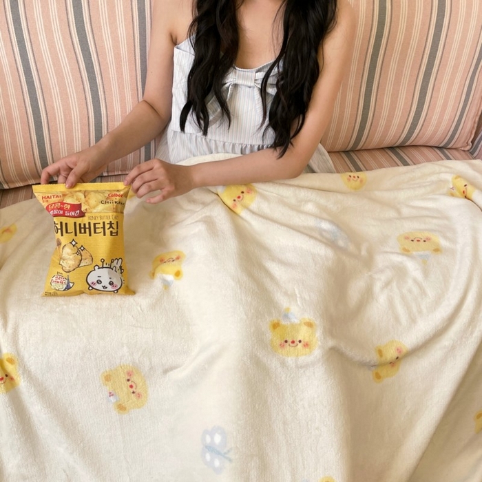 91家纺网 家纺一手货源 找家纺 顾里家纺 2025新款ins少女奶油治愈双面牛奶绒毯 黄油小熊