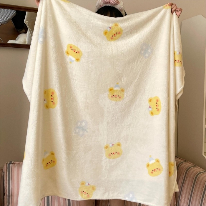 91家纺网 家纺一手货源 找家纺 顾里家纺 2025新款ins少女奶油治愈双面牛奶绒毯 黄油小熊