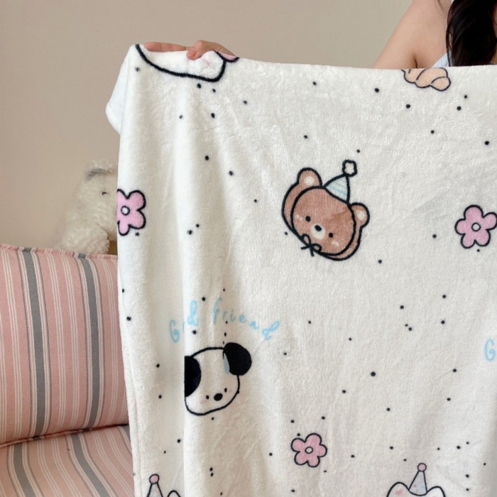 91家纺网 家纺一手货源 找家纺 顾里家纺 2025新款ins少女奶油治愈双面牛奶绒毯 开心好友