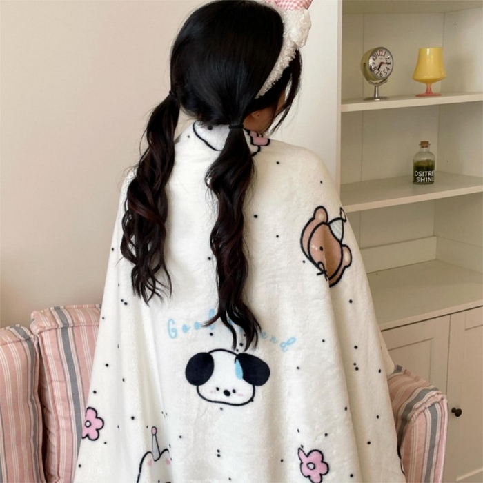 91家纺网 家纺一手货源 找家纺 顾里家纺 2025新款ins少女奶油治愈双面牛奶绒毯 开心好友