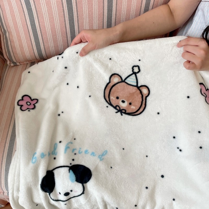 91家纺网 家纺一手货源 找家纺 顾里家纺 2025新款ins少女奶油治愈双面牛奶绒毯 开心好友