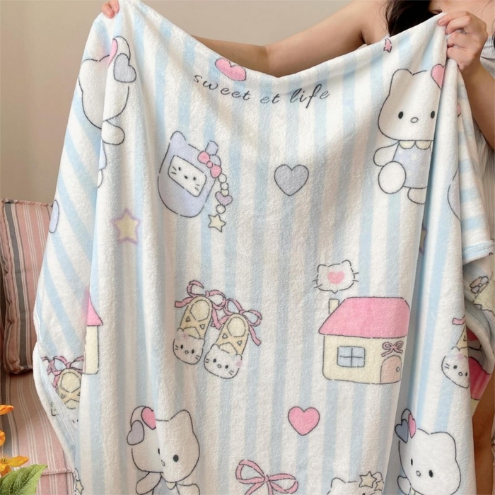 91家纺网 家纺一手货源 找家纺 顾里家纺 2025新款ins少女奶油治愈双面牛奶绒毯 漫画猫咪