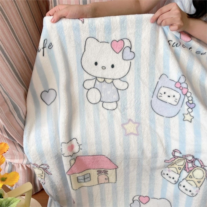 91家纺网 家纺一手货源 找家纺 顾里家纺 2025新款ins少女奶油治愈双面牛奶绒毯 漫画猫咪