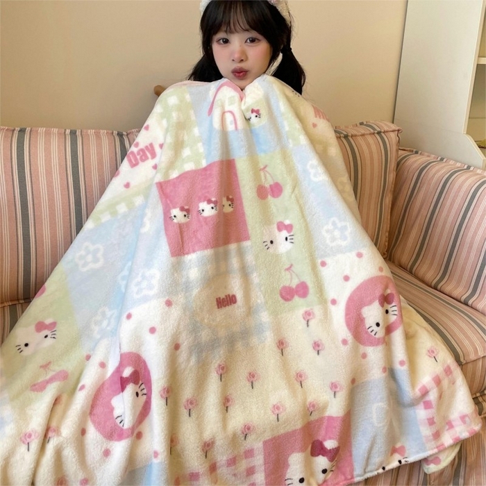 91家纺网 家纺一手货源 找家纺 顾里家纺 2025新款ins少女奶油治愈双面牛奶绒毯 猫咪时光毯