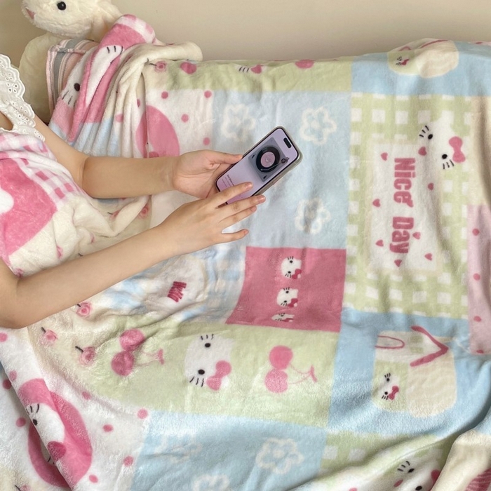 91家纺网 家纺一手货源 找家纺 顾里家纺 2025新款ins少女奶油治愈双面牛奶绒毯 猫咪时光毯