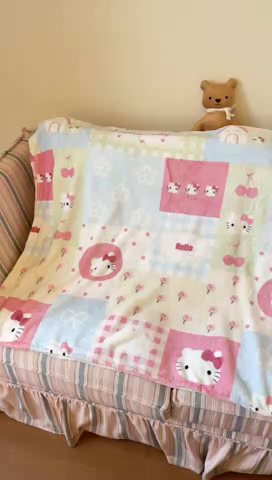 91家纺网 家纺一手货源 找家纺 顾里家纺 2025新款ins少女奶油治愈双面牛奶绒毯 猫咪时光毯