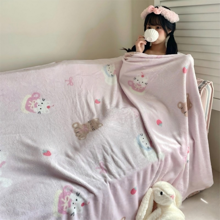 91家纺网 家纺一手货源 找家纺 顾里家纺 2025新款ins少女奶油治愈双面牛奶绒毯 梅酱猫猫