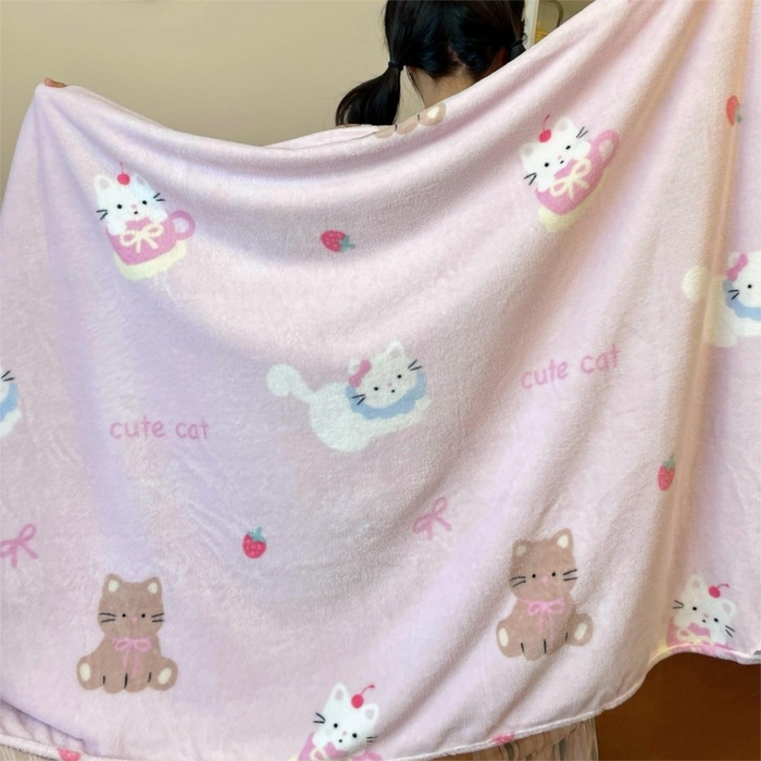 91家纺网 家纺一手货源 找家纺 顾里家纺 2025新款ins少女奶油治愈双面牛奶绒毯 梅酱猫猫