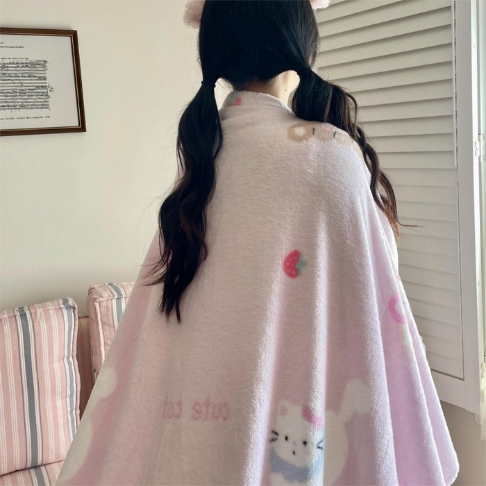 91家纺网 家纺一手货源 找家纺 顾里家纺 2025新款ins少女奶油治愈双面牛奶绒毯 梅酱猫猫