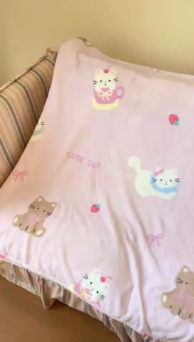 91家纺网 家纺一手货源 找家纺 顾里家纺 2025新款ins少女奶油治愈双面牛奶绒毯 梅酱猫猫