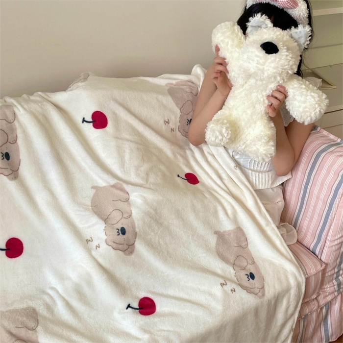 顾里家纺 2025新款ins少女奶油治愈双面牛奶绒毯 趴趴熊