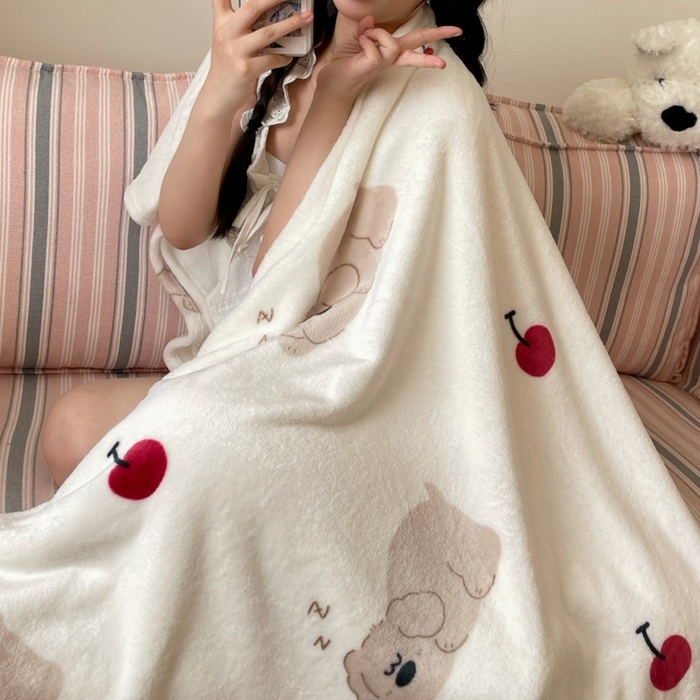 91家纺网 家纺一手货源 找家纺 顾里家纺 2025新款ins少女奶油治愈双面牛奶绒毯 趴趴熊