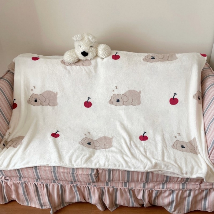 91家纺网 家纺一手货源 找家纺 顾里家纺 2025新款ins少女奶油治愈双面牛奶绒毯 趴趴熊