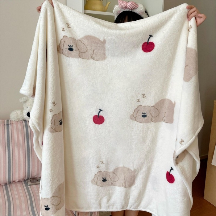 91家纺网 家纺一手货源 找家纺 顾里家纺 2025新款ins少女奶油治愈双面牛奶绒毯 趴趴熊