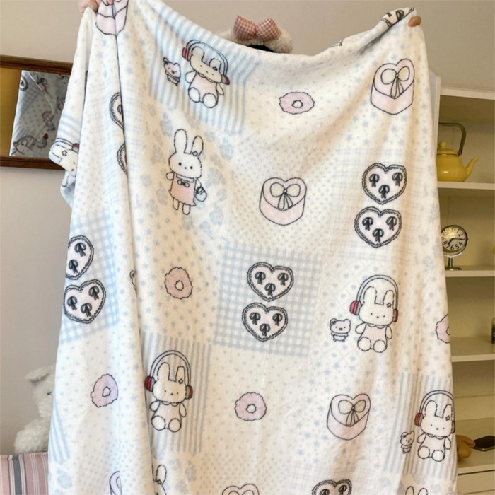 91家纺网 家纺一手货源 找家纺 顾里家纺 2025新款ins少女奶油治愈双面牛奶绒毯 兔子时光