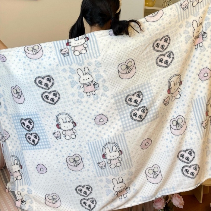 91家纺网 家纺一手货源 找家纺 顾里家纺 2025新款ins少女奶油治愈双面牛奶绒毯 兔子时光