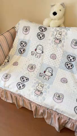 91家纺网 家纺一手货源 找家纺 顾里家纺 2025新款ins少女奶油治愈双面牛奶绒毯 兔子时光