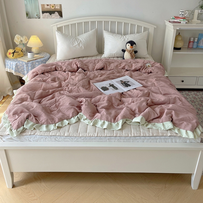 91家纺网 家纺一手货源 找家纺 （总）顾里家纺 2025春夏新款韩系花边皱皱纱夏被夏凉被空调被