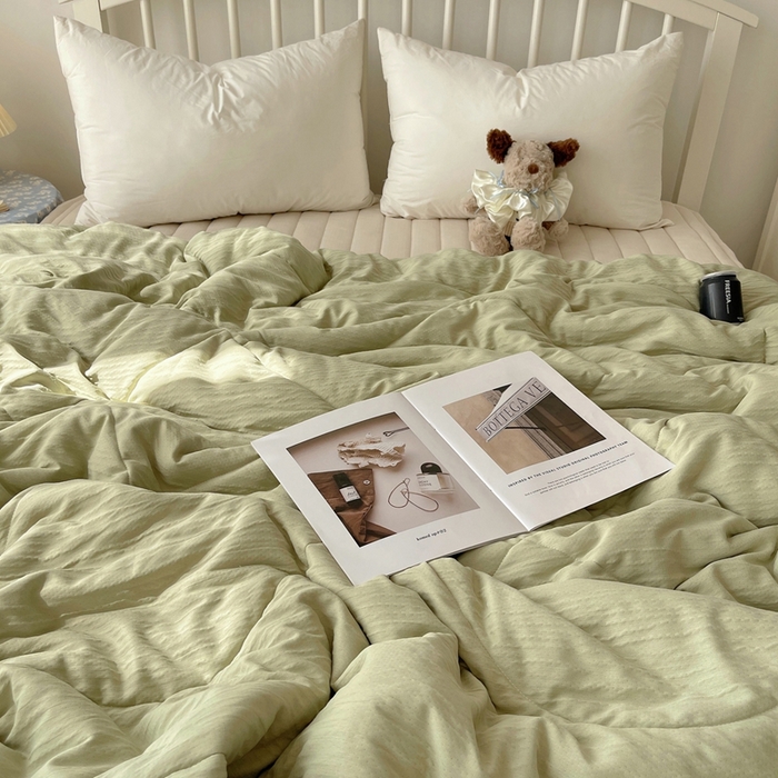 91家纺网 家纺一手货源 找家纺 顾里家纺 2025春夏新款韩系花边皱皱纱夏被夏凉被空调被 苏打甜茶