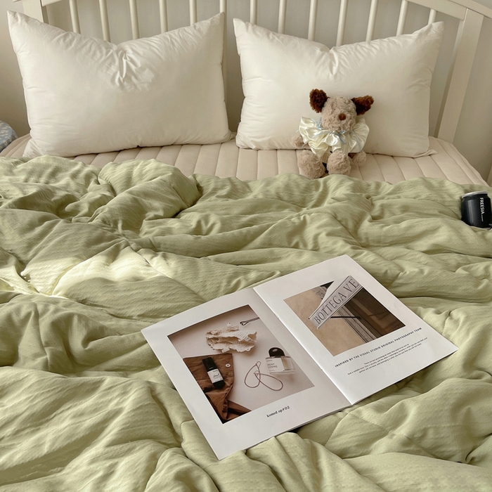 91家纺网 家纺一手货源 找家纺 顾里家纺 2025春夏新款韩系花边皱皱纱夏被夏凉被空调被 苏打甜茶