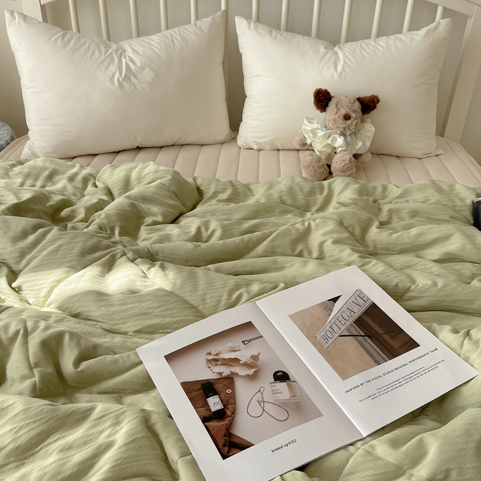 91家纺网 家纺一手货源 找家纺 顾里家纺 2025春夏新款韩系花边皱皱纱夏被夏凉被空调被 苏打甜茶