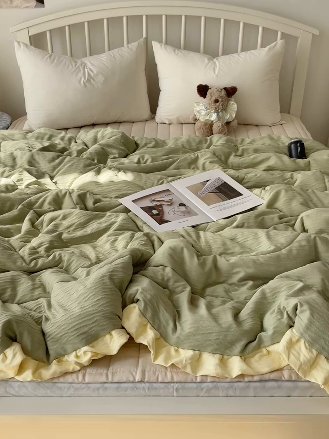 91家纺网 家纺一手货源 找家纺 顾里家纺 2025春夏新款韩系花边皱皱纱夏被夏凉被空调被 苏打甜茶