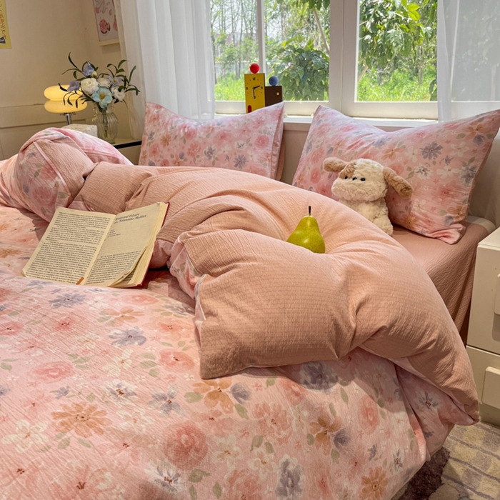 91家纺网 家纺一手货源 找家纺 （总）王朝国际 2025爆款皱皱双层纱四件套