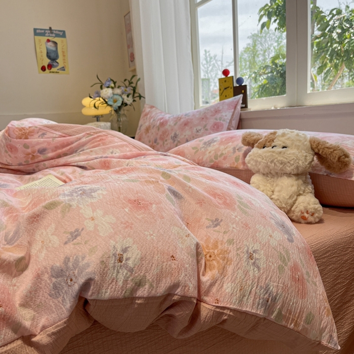 91家纺网 家纺一手货源 找家纺 （总）王朝国际 2025爆款皱皱双层纱四件套