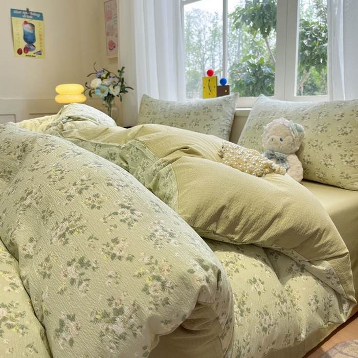 91家纺网 家纺一手货源 找家纺 王朝国际 2026爆款皱皱双层纱四件套白月光