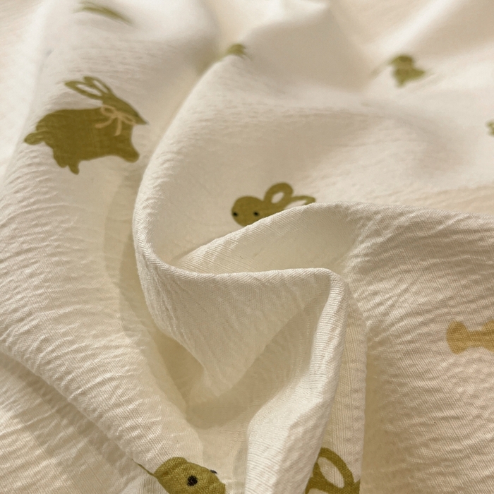 91家纺网 家纺一手货源 找家纺 王朝国际 2026爆款皱皱双层纱四件套布丁兔