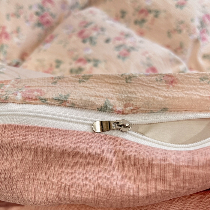 91家纺网 家纺一手货源 找家纺 王朝国际 2026爆款皱皱双层纱四件套复古蔷薇