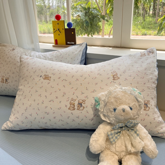 91家纺网 家纺一手货源 找家纺 王朝国际 2026爆款皱皱双层纱四件套花园派对