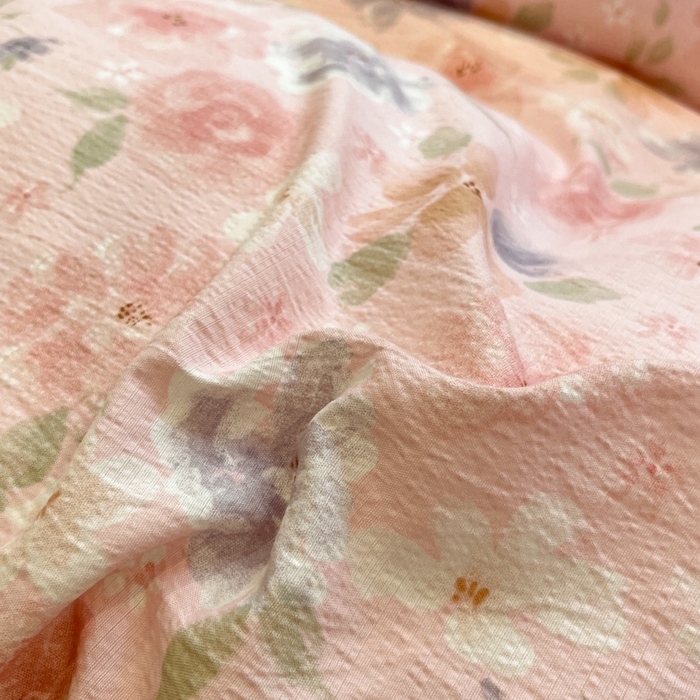 91家纺网 家纺一手货源 找家纺 王朝国际 2026爆款皱皱双层纱四件套桃夭夭