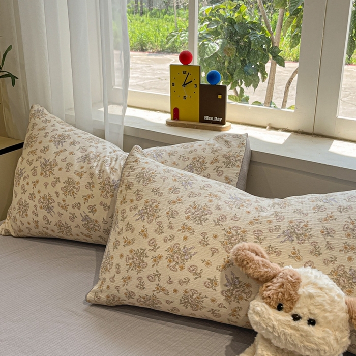 91家纺网 家纺一手货源 找家纺 王朝国际 2026爆款皱皱双层纱四件套夕颜