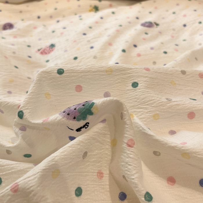 91家纺网 家纺一手货源 找家纺 王朝国际 2026爆款皱皱双层纱四件套芝士莓莓