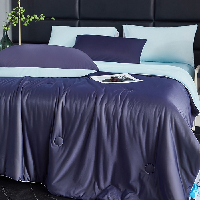 91家纺网 家纺一手货源 找家纺 中国龙家纺 2025新款凉感丝夏凉被 宝蓝色