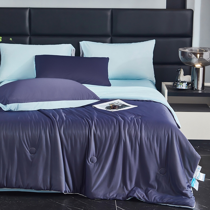 91家纺网 家纺一手货源 找家纺 中国龙家纺 2025新款凉感丝夏凉被 宝蓝色